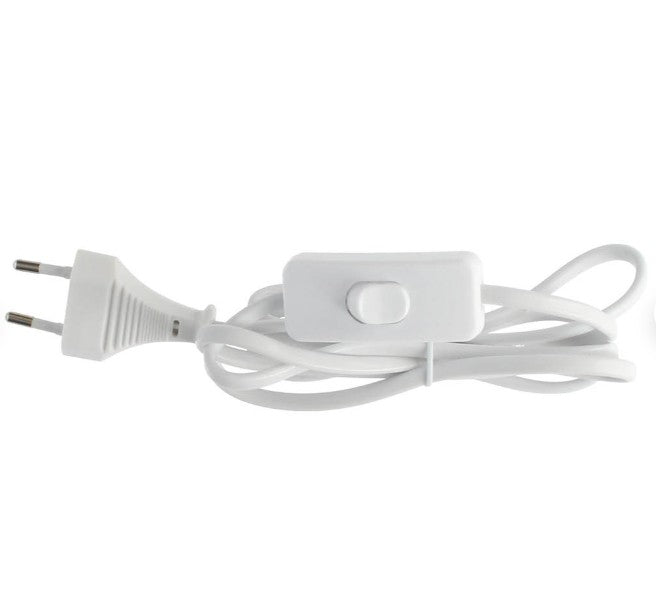 Cable de Conexión Plano con Interruptor y Enchufe Macho - 1.5 Metros (Blanco)
