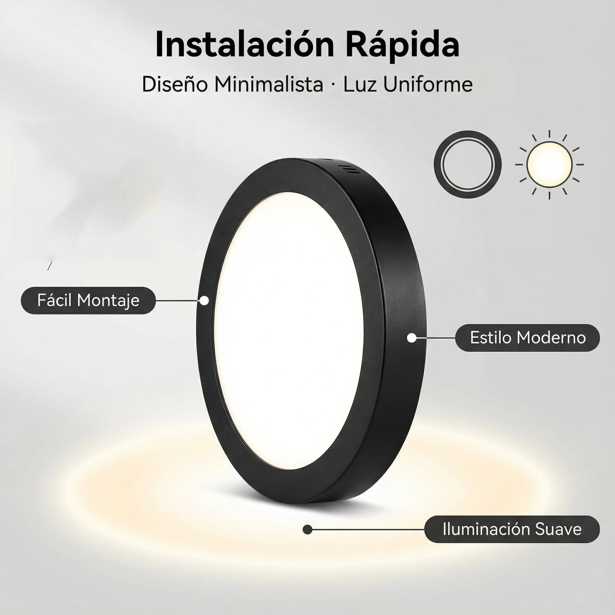 Plafon LED Superficie Redondo Negro 25W CCT Seleccionable Ø300 mm