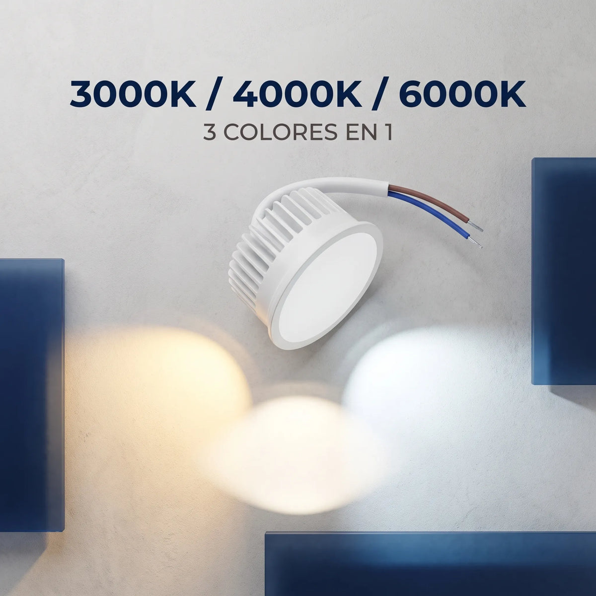 Módulo LED GU10 Slim 7W CCT Seleccionable Ultraplano Grosor 26mm para Aros Downlight / Dicroicas