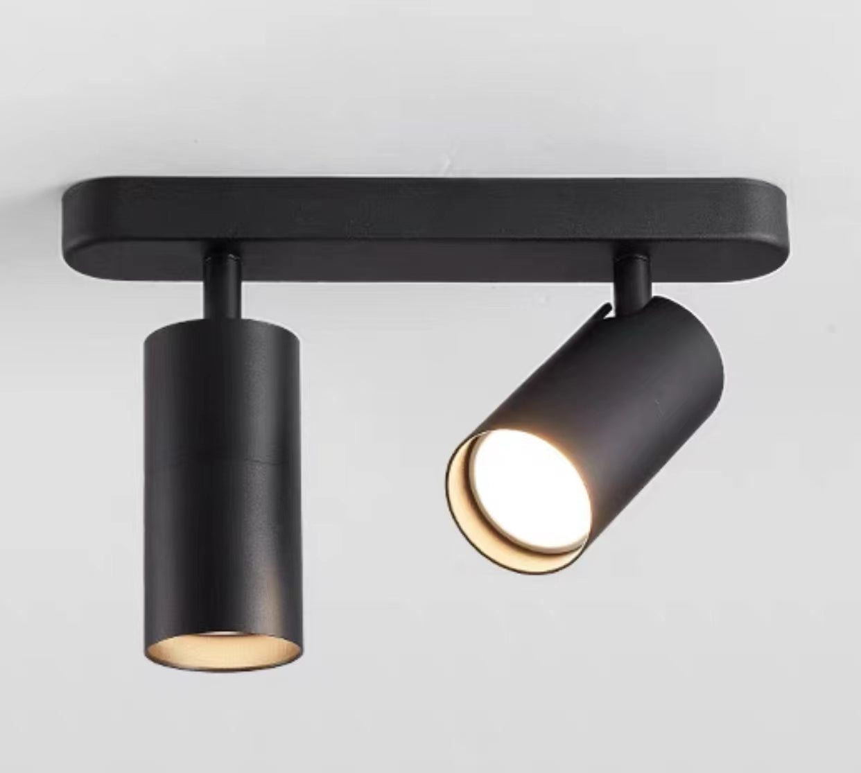 Foco Portalamparas 2 x GU10 Negro Direccionable Instalacion En Superficie Facil Mantenimiento