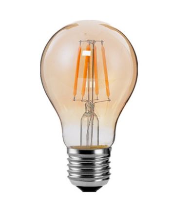 Bombilla de Filamento LED E27 A60 4W - Cristal Ámbar y Luz Vintage 2300K