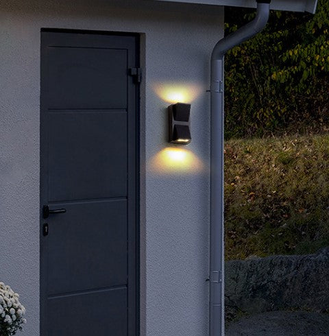 Aplique LED Para Pared Exterior Negro IP65 2*5w 3000K Blanco Calido