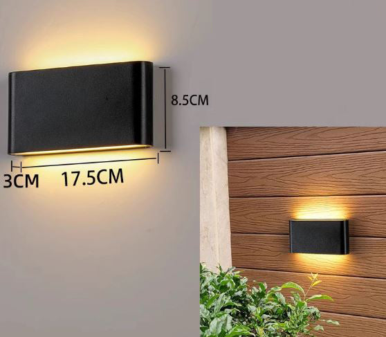 Aplique LED Para Pared Exterior Negro IP65 2*6w 3000K Blanco Calido