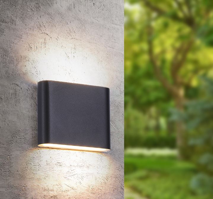 Aplique LED Para Pared Exterior Negro IP65 2*6w 3000K Blanco Calido