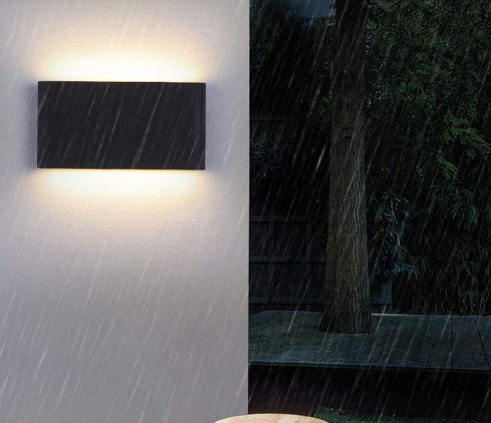 Aplique LED Para Pared Exterior Negro IP65 2*6w 3000K Blanco Calido