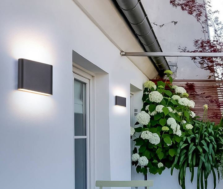 Aplique LED Para Pared Exterior Negro IP65 2*6w 3000K Blanco Calido