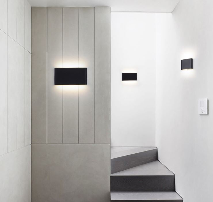 Aplique LED Para Pared Exterior Negro IP65 2*6w 3000K Blanco Calido