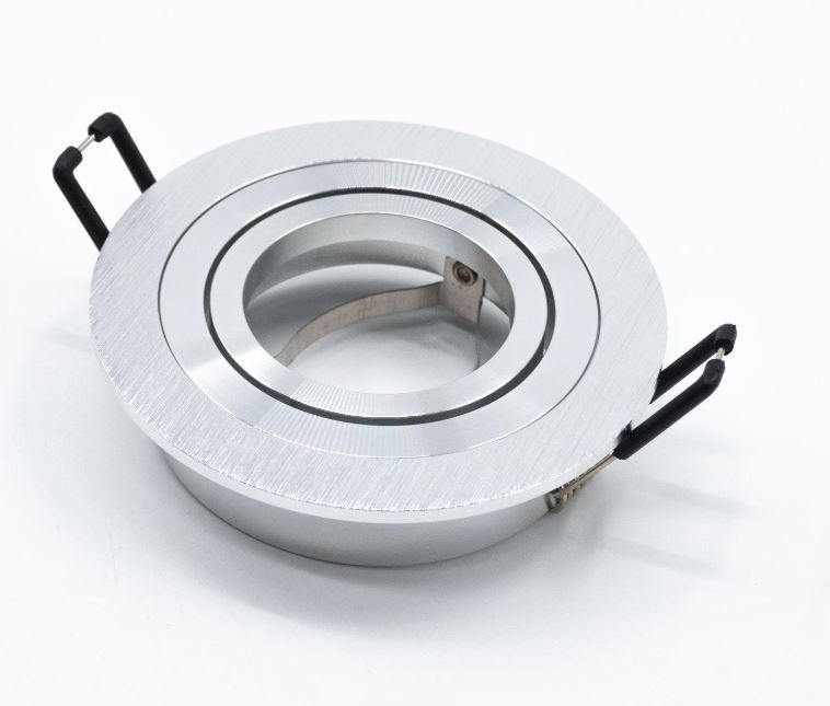 Aro Empotrable Redondo Basculante Plateado Para GU10 LY24-04-ALR