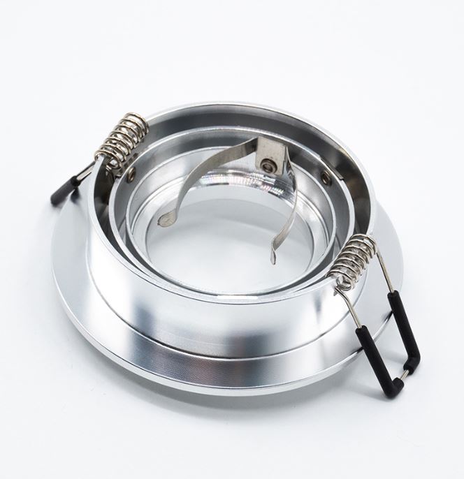 Aro Empotrable Redondo Basculante Plateado Para GU10 LY24-04-ALR