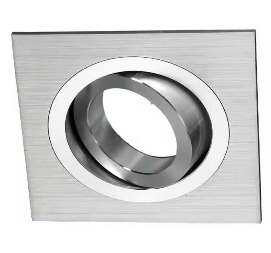 Aro Empotrable Cuadrado Basculante Plateado Para GU10 LY24-04-AL