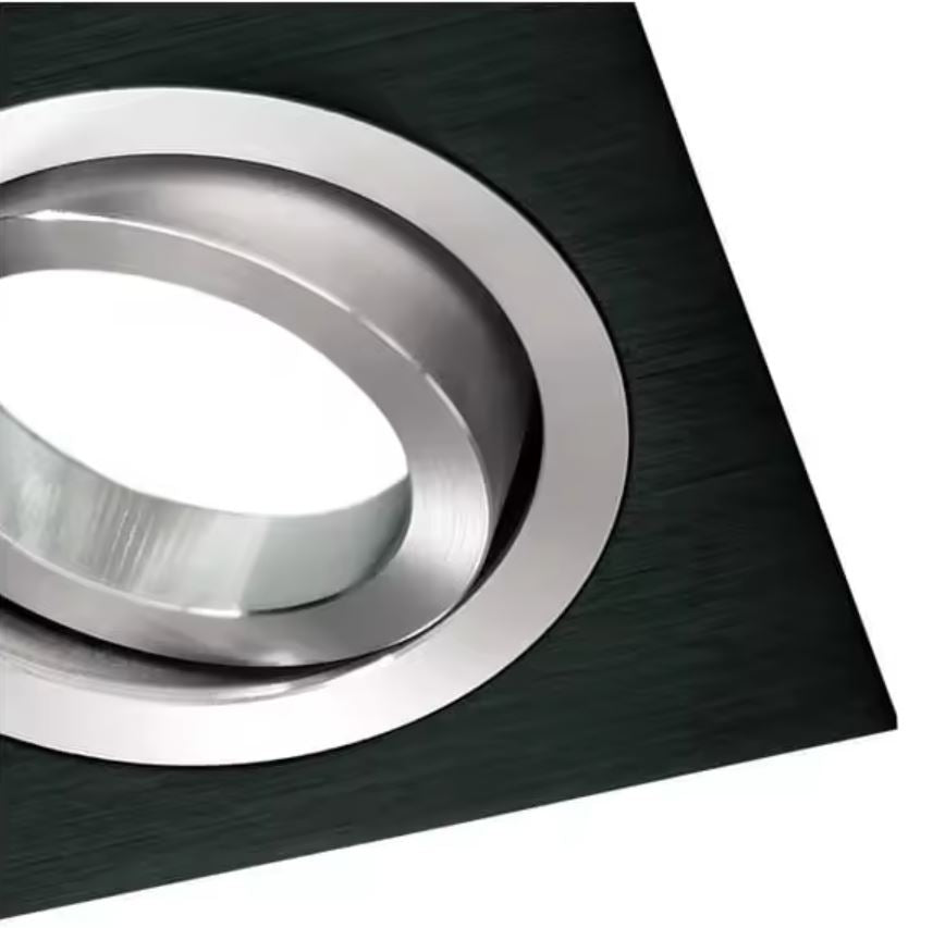 Aro Empotrable Cuadrado Basculante Negro Para GU10 LY24-04