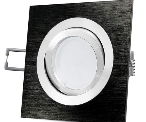 Aro Empotrable Cuadrado Basculante Negro Para GU10 LY24-04