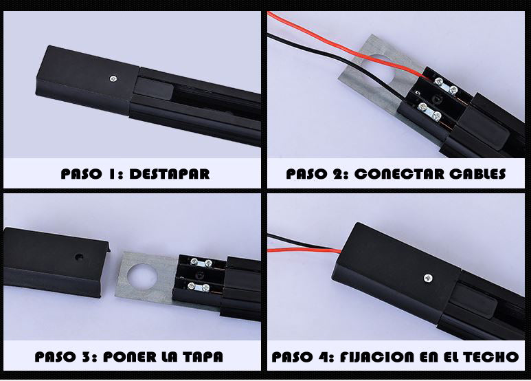 Carril Monofasico Reforzado de 1 Metro Negro - Calidad Profesional