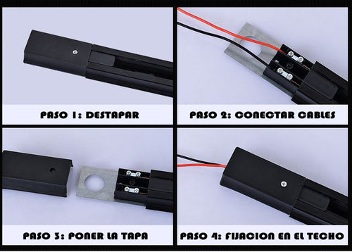 Carril Monofasico Reforzado de 1 Metro Negro - Calidad Profesional