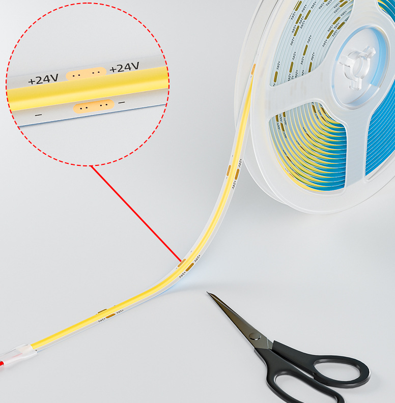 Tira LED 24V COB IP20 3000K 11w/m 1100lm/m 480chips/m Rollo de 5 metros Anchura 8mm
