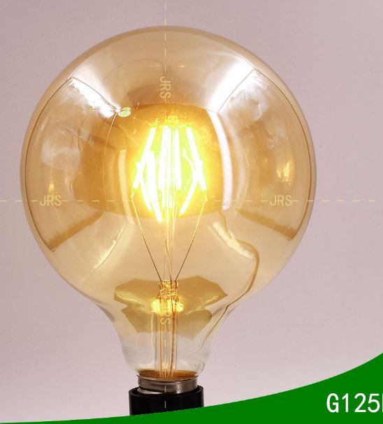 Bombilla LED Filamento E27 G125 6W - Globo de Cristal Ámbar - 2300K Blanco Extra Cálido