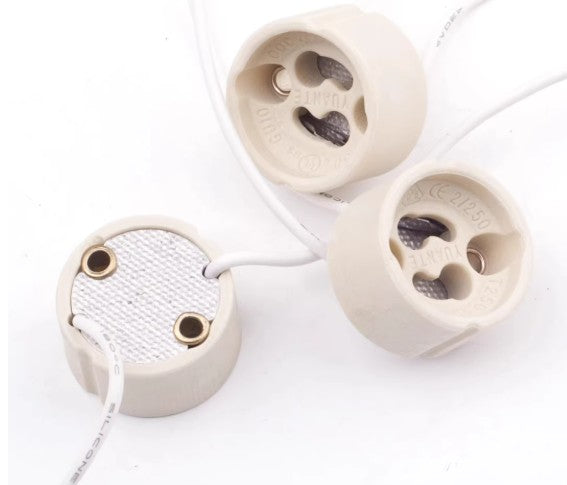 Casquillo GU10 de Cerámica con Cable Siliconado – Alta Resistencia Térmica