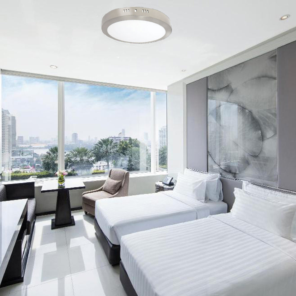 Plafón LED Redondo CCT 25W Ø300mm 2500lm Selección de Temperatura (3000K-4000K-6000K) - Diseño Profesional Níquel