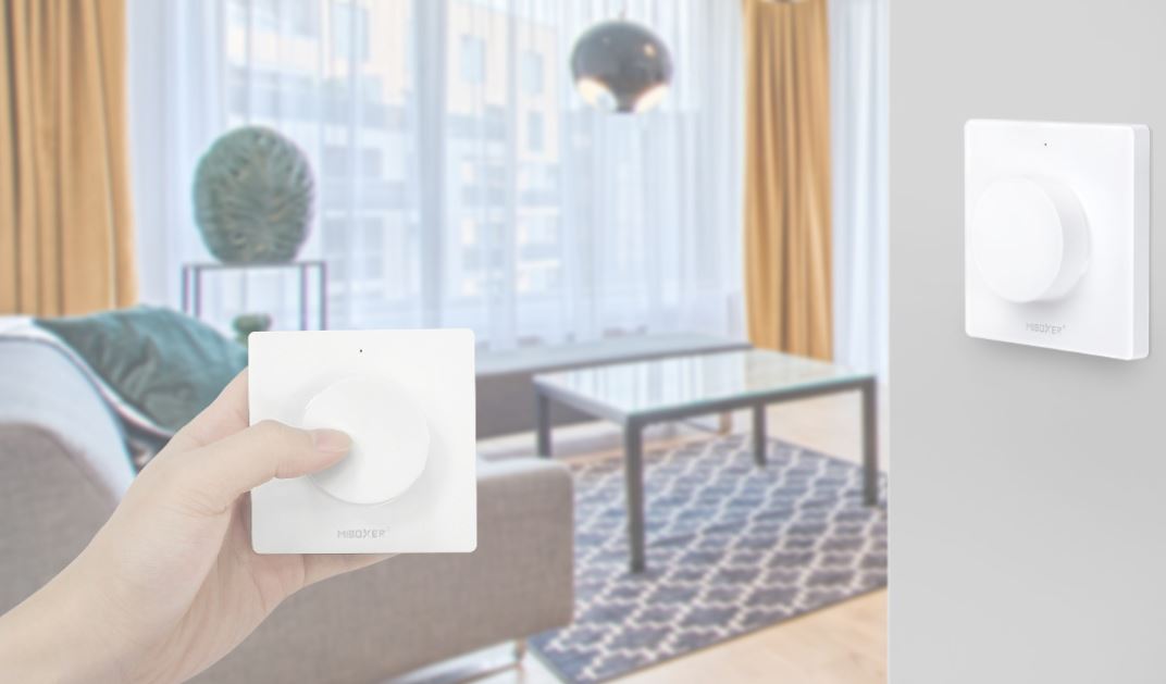 Mando de Pared Giratorio MiBoxer K1 - Regulador Remoto Inalámbrico RF 2.4GHz para Iluminación LED