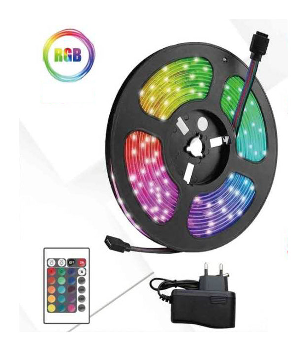 Kit Completo de Tira LED RGB DC12V SMD2835 (60 LED/m) 5m IP20 C/ Mando Incl.
