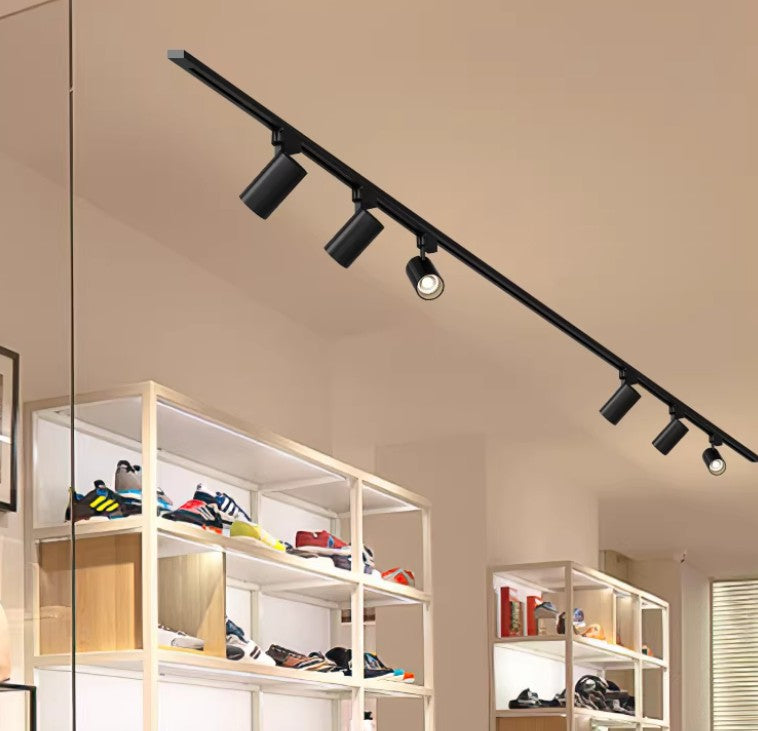 Foco Portalamparas GU10 Negro Direccionable Instalacion en Carril Monofasico Facil Mantenimiento