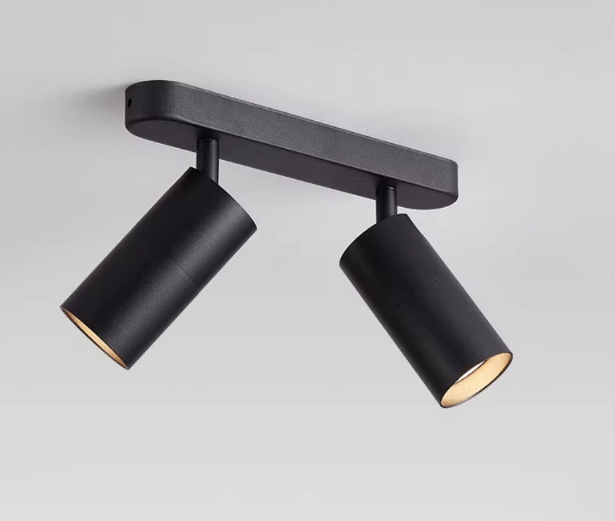 Foco Portalamparas 2 x GU10 Negro Direccionable Instalacion En Superficie Facil Mantenimiento