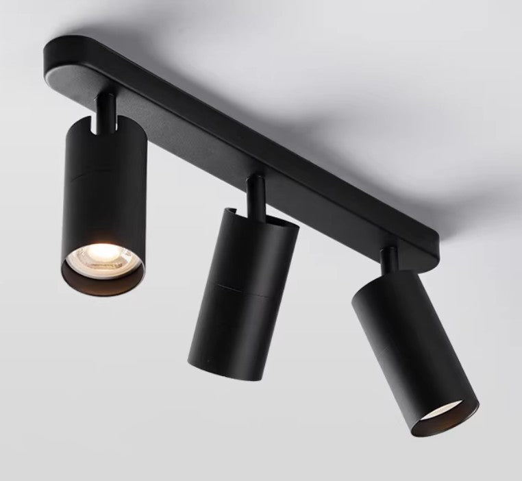 Foco Portalamparas 3 x GU10 Negro Direccionable Instalacion En Superficie Facil Mantenimiento