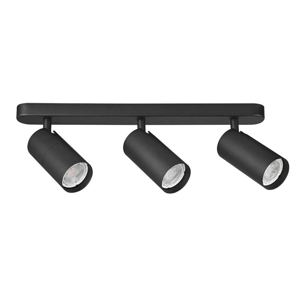 Foco Portalamparas 3 x GU10 Negro Direccionable Instalacion En Superficie Facil Mantenimiento