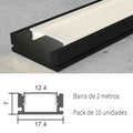 Pack 10 Perfiles de Aluminio Superficie Con Difusor Opal Longitud 2 Metros Negro LY21-01-NG