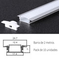 Pack 10 Perfiles de Aluminio Empotrado Con Difusor Opal Longitud 2 Metros LY21-02-AL