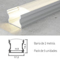Pack 10 Perfiles de Aluminio Superficie Con Difusor Opal Longitud 2 Metros LY21-04-AL