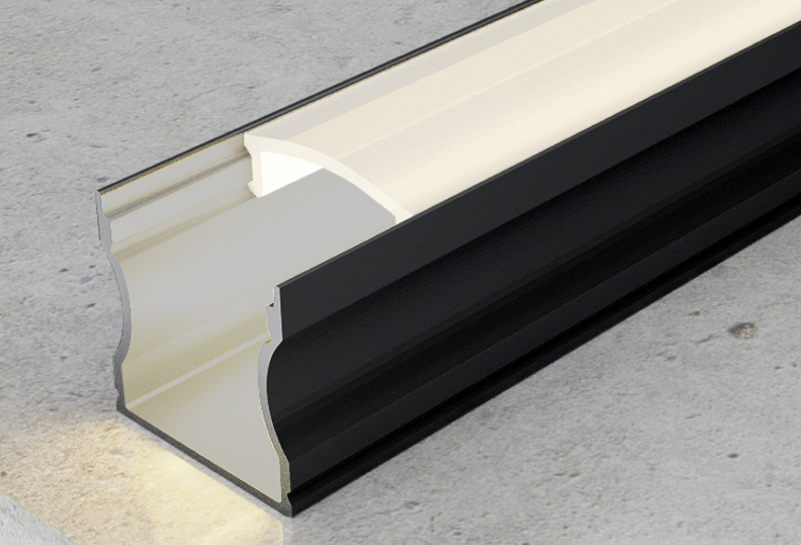 Pack 10 Perfiles de Aluminio Color Negro Superficie Con Difusor Opal Longitud 2 Metros LY21-04-NG