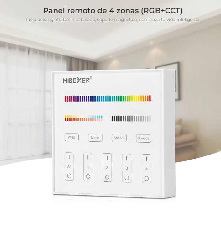 Mando Panel Táctil RF B4 Blanco (RGB+CCT) 4 Zonas
