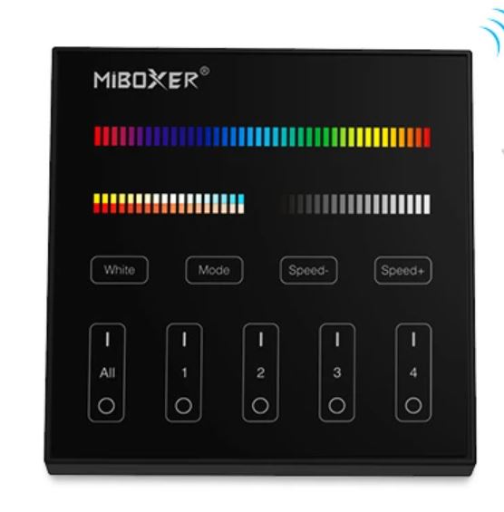 Mando Panel Táctil RF B4B Negro (RGB+CCT) 4 Zonas