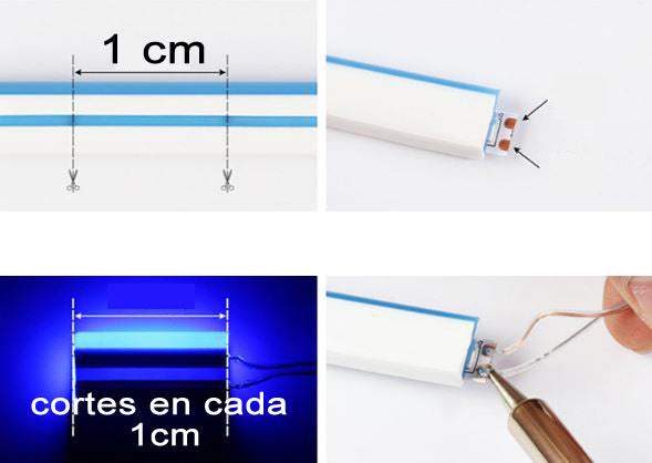 Neón LED Flexible 6x12mm 12V DC -Corte cada 1cm-3000k-Blanco Calido Alta Densidad IP65 - Precio por metro -