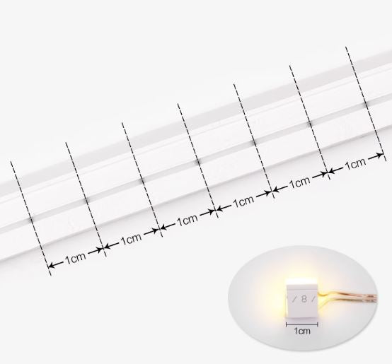Neón LED Flexible 6x12mm 12V DC -Corte cada 1cm-3000k-Blanco Calido Alta Densidad IP65 - Precio por metro -