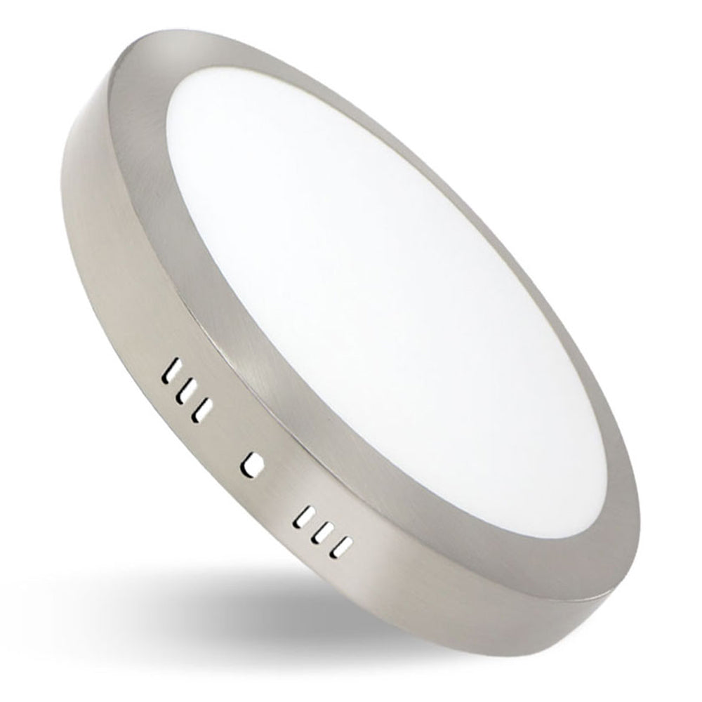 Plafón LED Redondo CCT 12W Ø170mm 1200lm Selección de Temperatura (3000K-4000K-6000K) - Diseño Profesional Níquel
