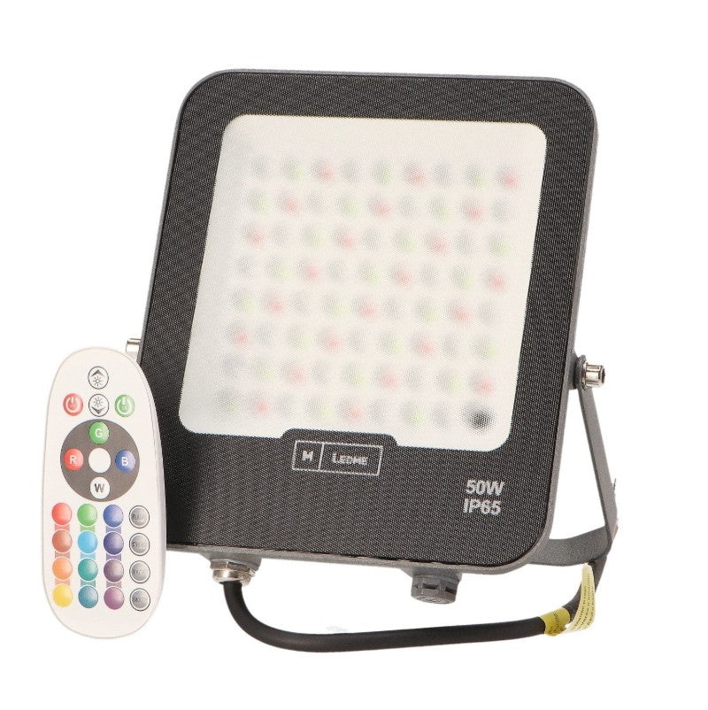 Foco Proyector LED Para Exterior 50W RGB C/Mando IP65