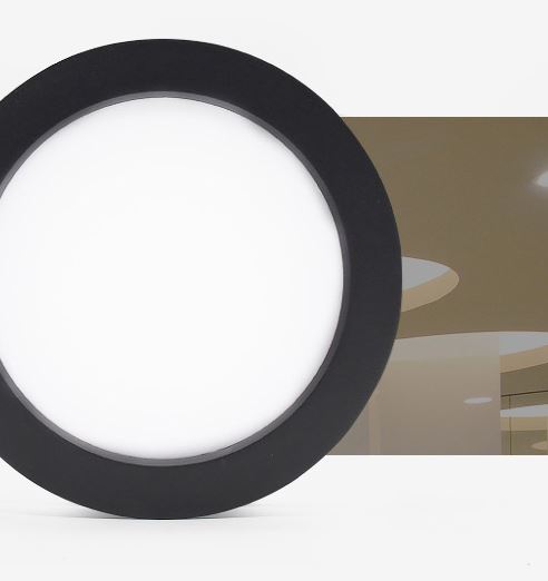 Panel LED Negro Downlight 20W Redondo Empotrable Superslim Corte 205mm