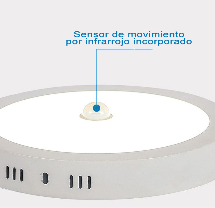 Plafón LED Redondo 18W con Sensor de Movimiento PIR - Superficie | 1600lm | Blanco Frio 6000K