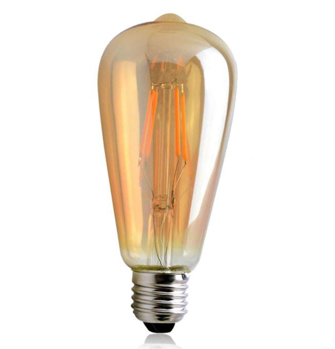 Bombilla LED 4W Filamento ST64 E27 Cristal Ámbar 2200K Blanco Extra Cálido