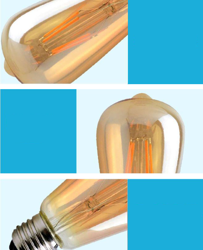 Bombilla LED 4W Filamento ST64 E27 Cristal Ámbar 2200K Blanco Extra Cálido