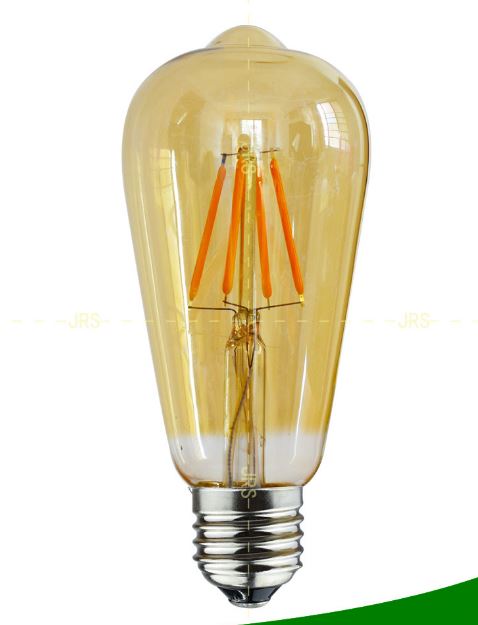 Bombilla LED 4W Filamento ST64 E27 Cristal Ámbar 2200K Blanco Extra Cálido