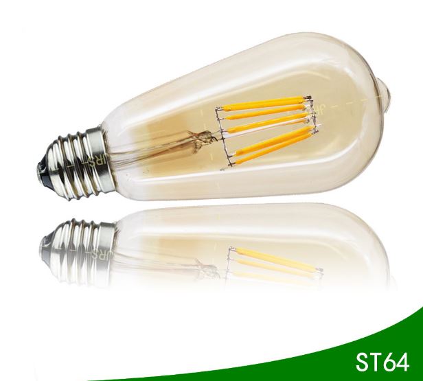 Bombilla LED 4W Filamento ST64 E27 Cristal Ámbar 2200K Blanco Extra Cálido