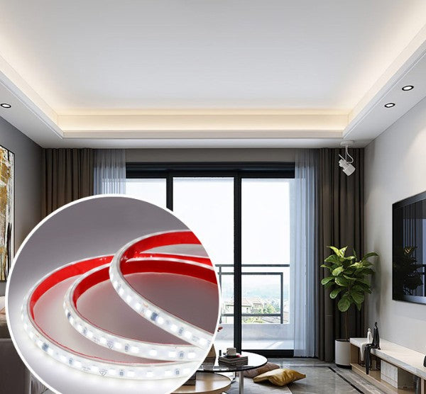 Tira LED Directo 220V Autoadhesiva IP54 2700K SMD2835 10w/m 1000lm/m 120chips/m Corte 10cm