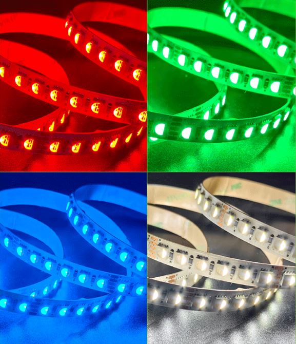 Tira LED 24V RGB + 6000K Blanco Frío IP20 14W/m Rollo 5 Metros SMD5050 Alta Potencia