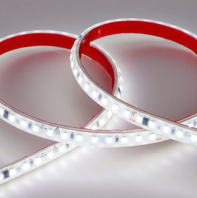 Tira LED Directo 220V Autoadhesiva IP54 6000K SMD2835 10w/m 1000lm/m 120chips/m Corte 10cm