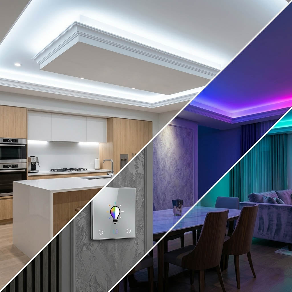 Tira LED COB 24V RGB + 6000K Blanco Frío IP20 19W/m 784chips/m Rollo 5 Metros