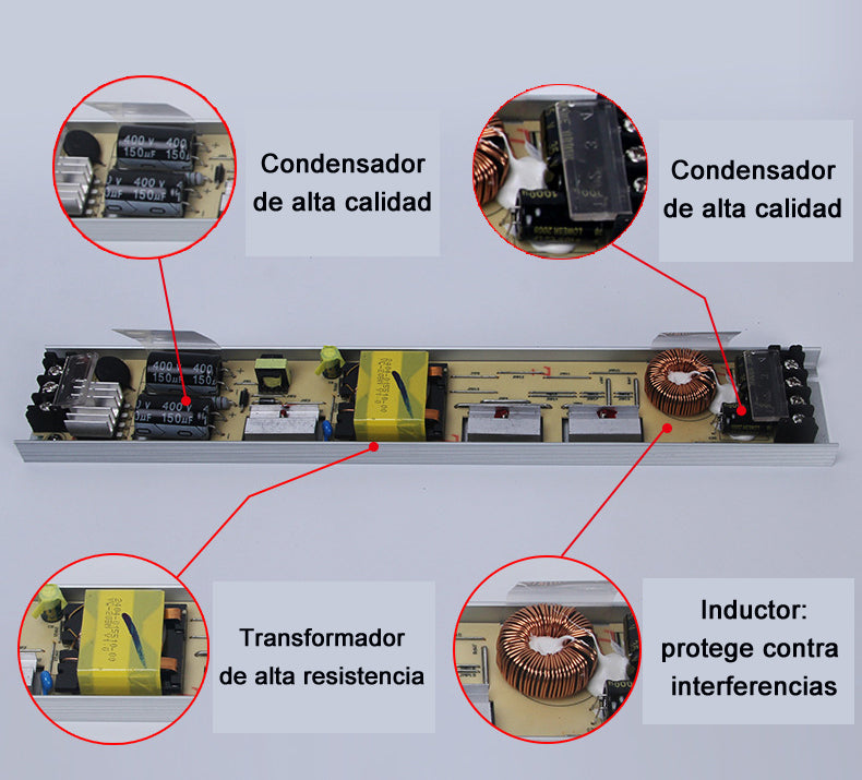 Transformador Slim-Alargado 12V IP20 400W Para Tiras LED
