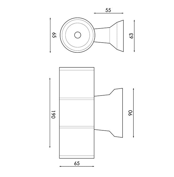 Aplique de Pared Exterior - Diseño Cilíndrico Moderno - Casquillo 2xGU10 - IP54 Negro
